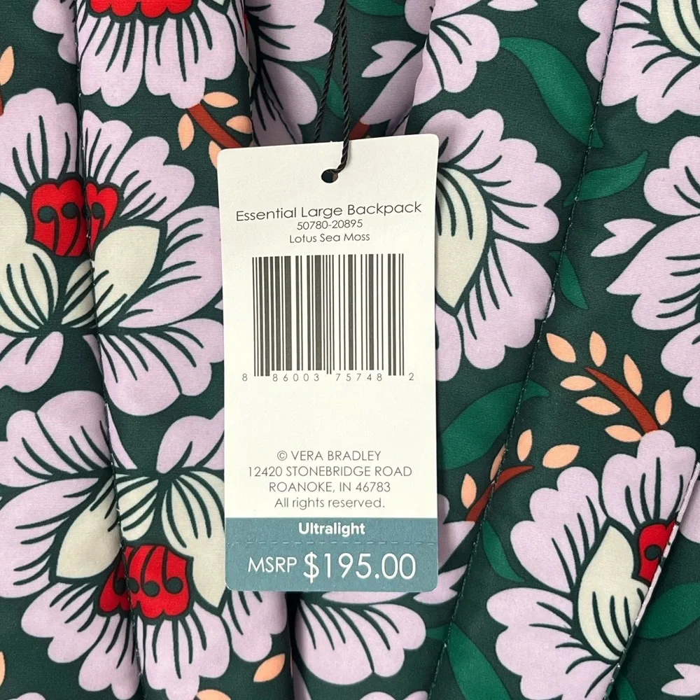 {Vera Bradley} Essential Large Backpack, Lunch Tote, & Tumbler in Lotus Sea Moss